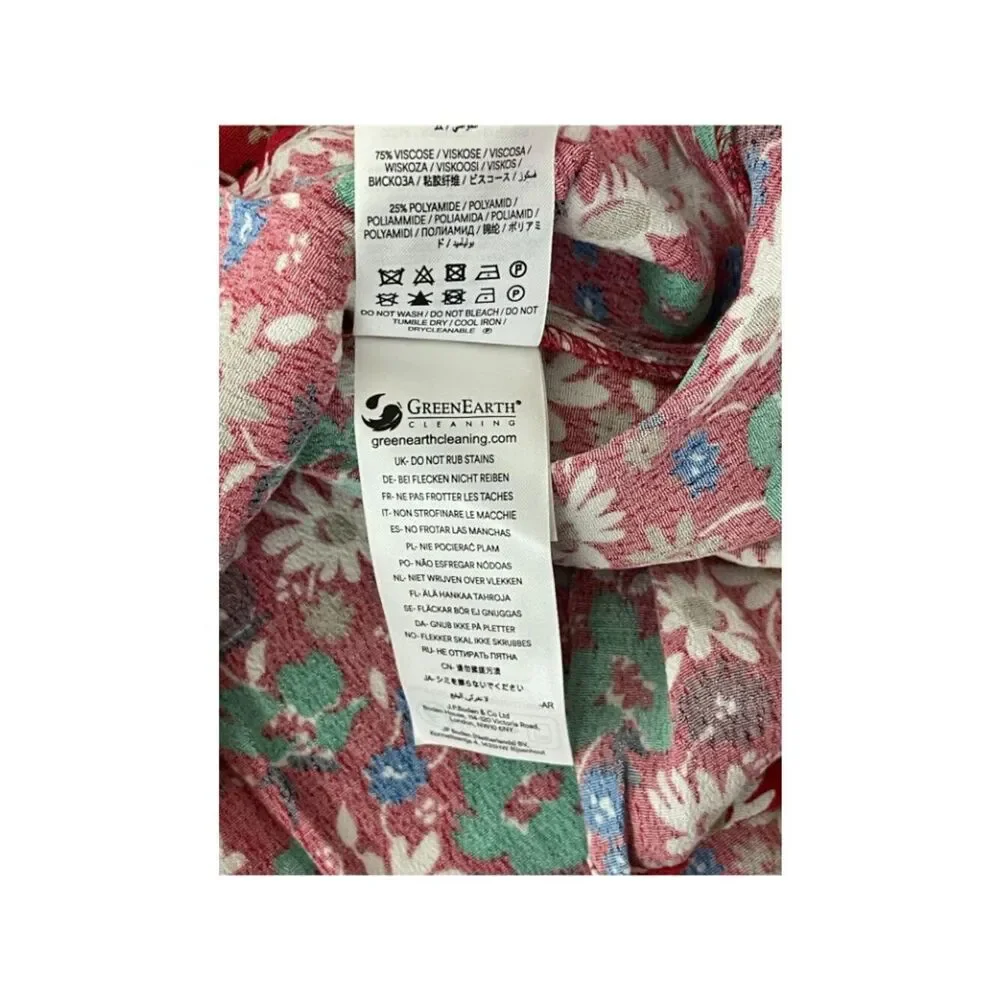 Boden Womens Dress UK 14 US 10 Red Floral Puff Sleeve Velvet Trim D1102 NWT - Picture 11 of 16